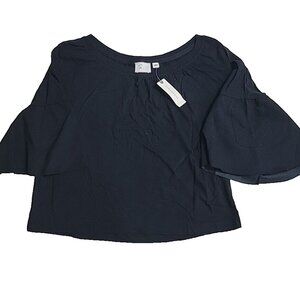 Anthropologie 9-H15 Stcl Women S Top Black Flutter Sleeve NWT